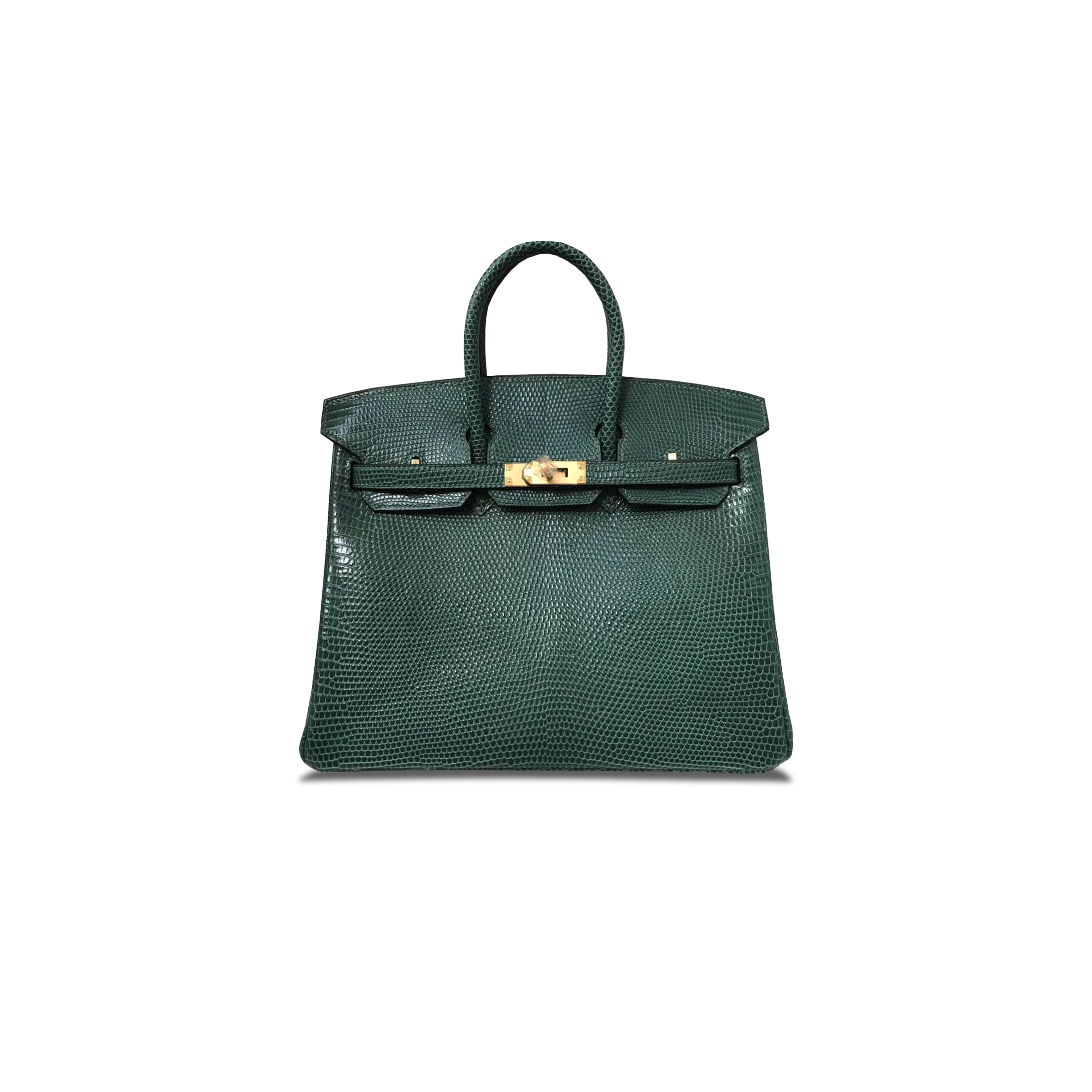 HERMÈS MASTER BIRKIN 25 LIZARD MALACHITE GREEN GOLD BUCKLE H028352CA21 (25*20*13cm)